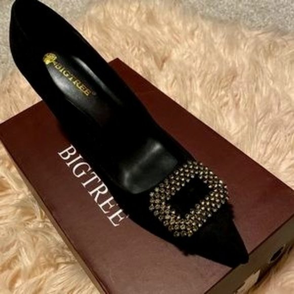 NWOT Bling Suede Black Pump - Picture 5 of 12